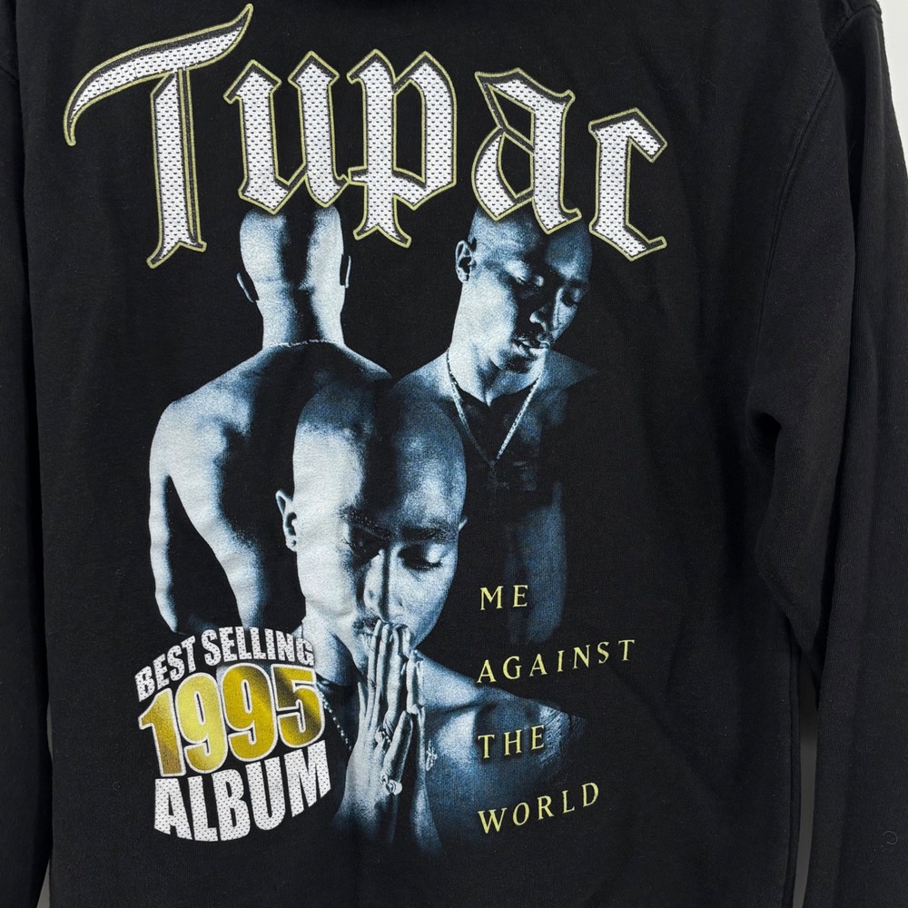 2Pac Me Against The World 1995 Album Graphic Hoodie Black Mens Small 31782119 - Picture 5 of 8